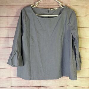 Madewell Blue White Stripe Blouse Size Large